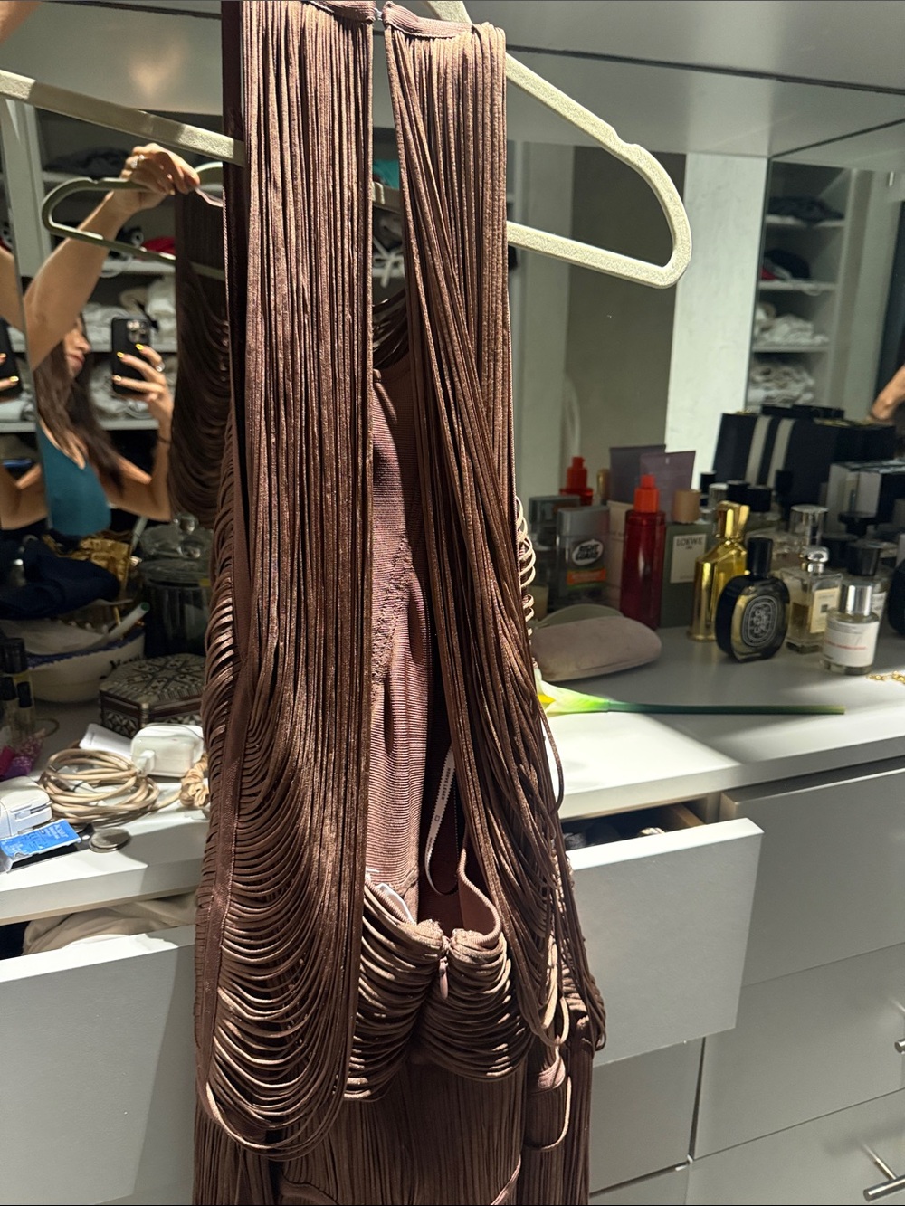 Herve Leger Copper Fringe Maxi Dress - Picture 5 of 6